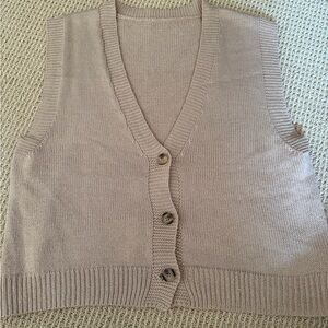 SHEIN Women's Tan V-Neck Sweater Vest